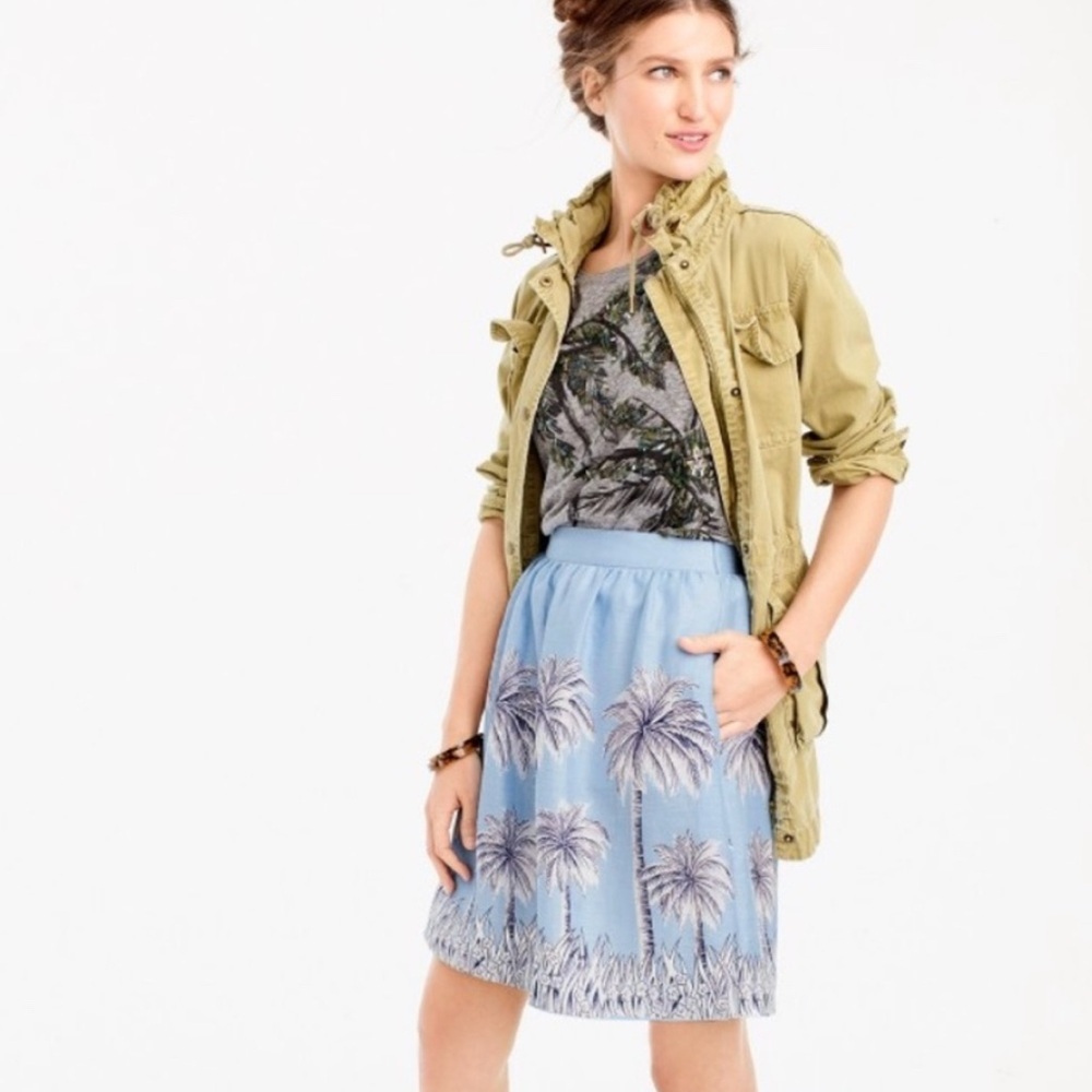 J.Crew Linen Palm Tree Skirt Size 2